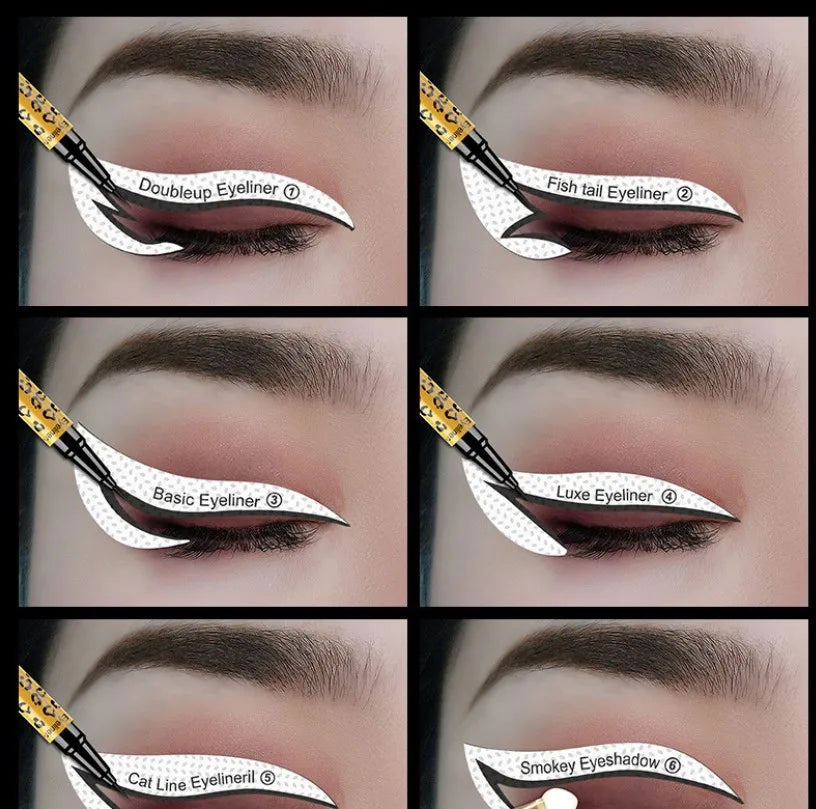 Women Eyes Makeup Stencils Winged Eyeliner Stencil Template Shaping Tools Eyebrows Eye Shadow Makeup Template Tool Stickers Card