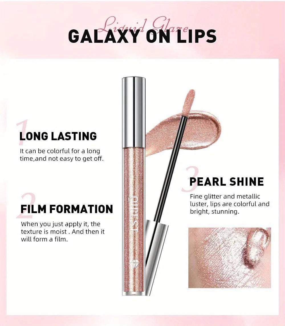Metallic Glitter Liquid Lipstick Makeup Waterproof Lip Gloss Long-lasting Shimmer Metal Diamond Lip Glaze Tint Charming