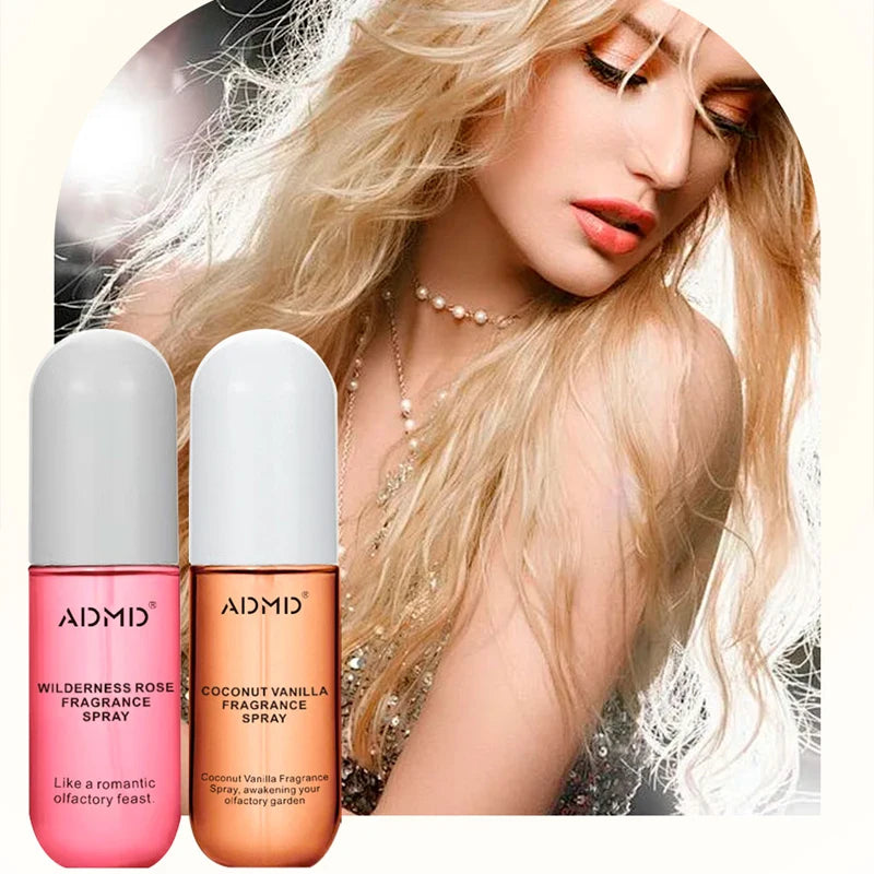 2 Pcs Coconut Rose Fragrance Spray Hair & Body Fragrance Mist Fresh Long Lasting Fragrance Perfume Travel Size Freshener Spray