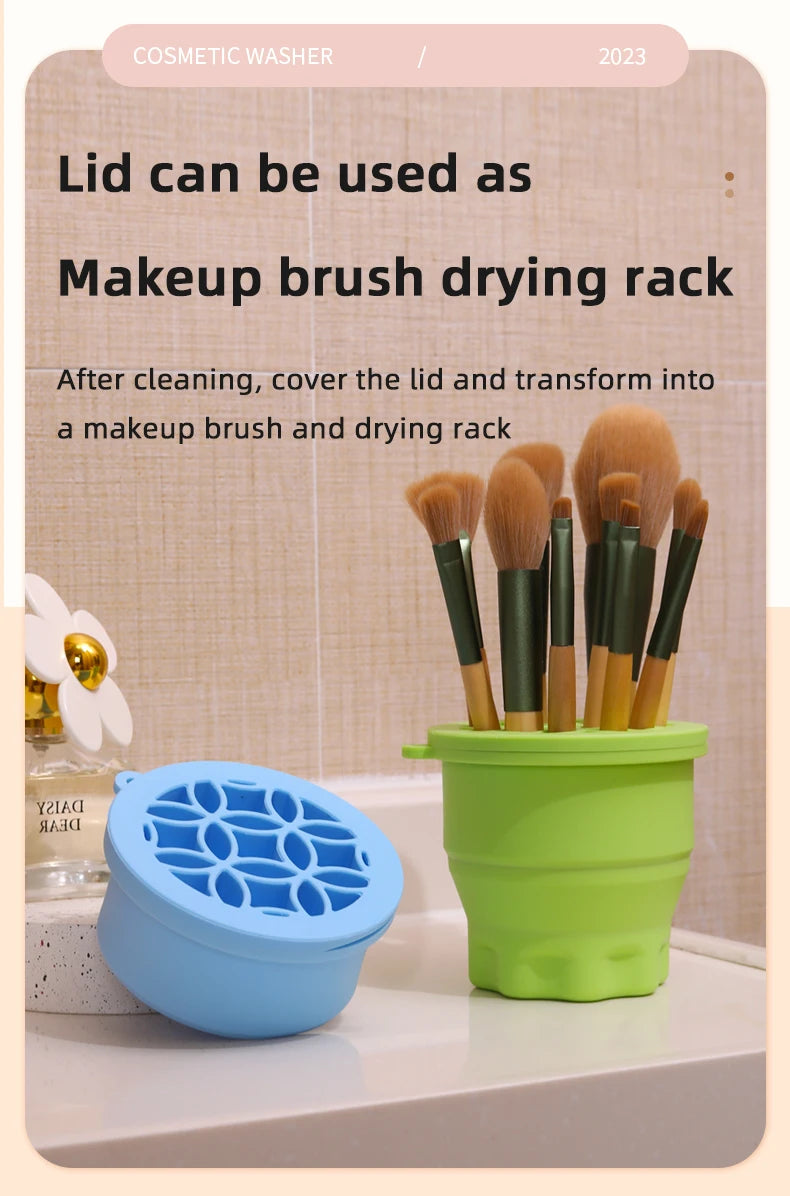 Multifunction Silicone Folding Makeup Brush Cleaning Cup Cleaning and drying 2-in-1 storage cup Beauty Cosmetic Brush Scrub Cup