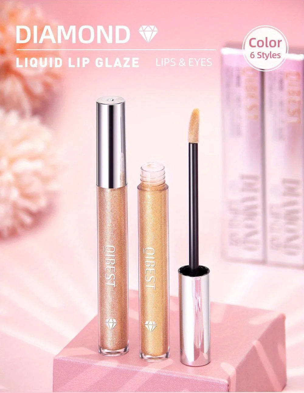 Metallic Glitter Liquid Lipstick Makeup Waterproof Lip Gloss Long-lasting Shimmer Metal Diamond Lip Glaze Tint Charming