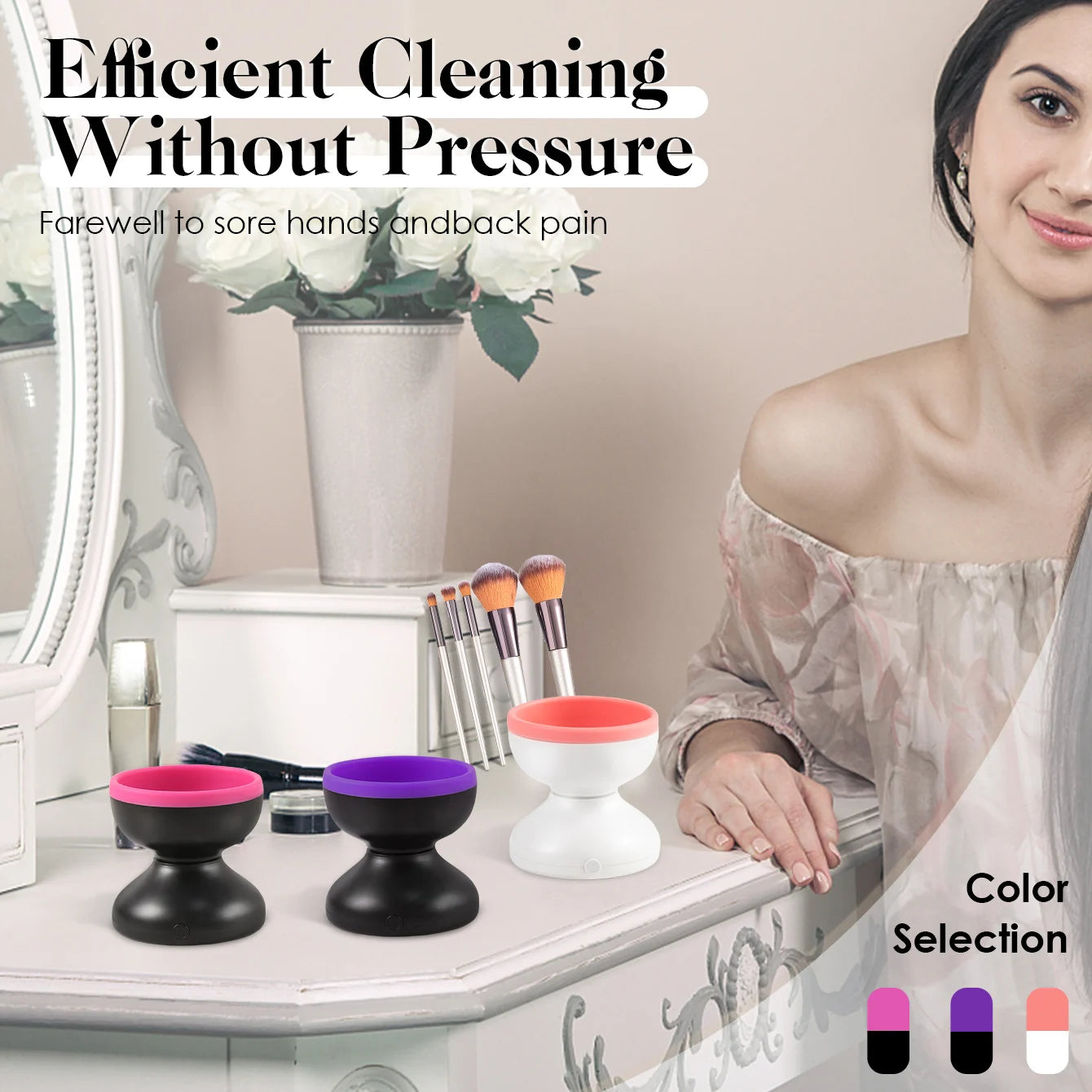 Makeup Brush Cleaner Machine Electric Silicone Cosmetic Brush Cleaner Tool Deep Cleaning Box Makeup Brushes Cleaning Artifact