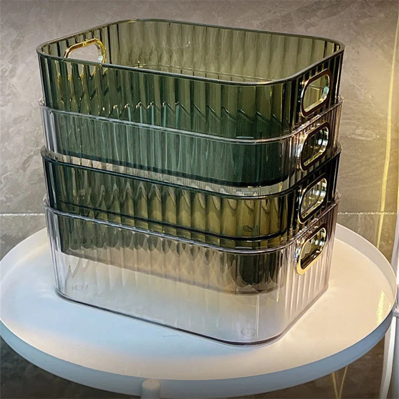 Rectangular Desktop Cosmetic Storage Drawer Stackable Storage Box Acrylic Rack Sundries Snack Makeup Storage Basket Organizer