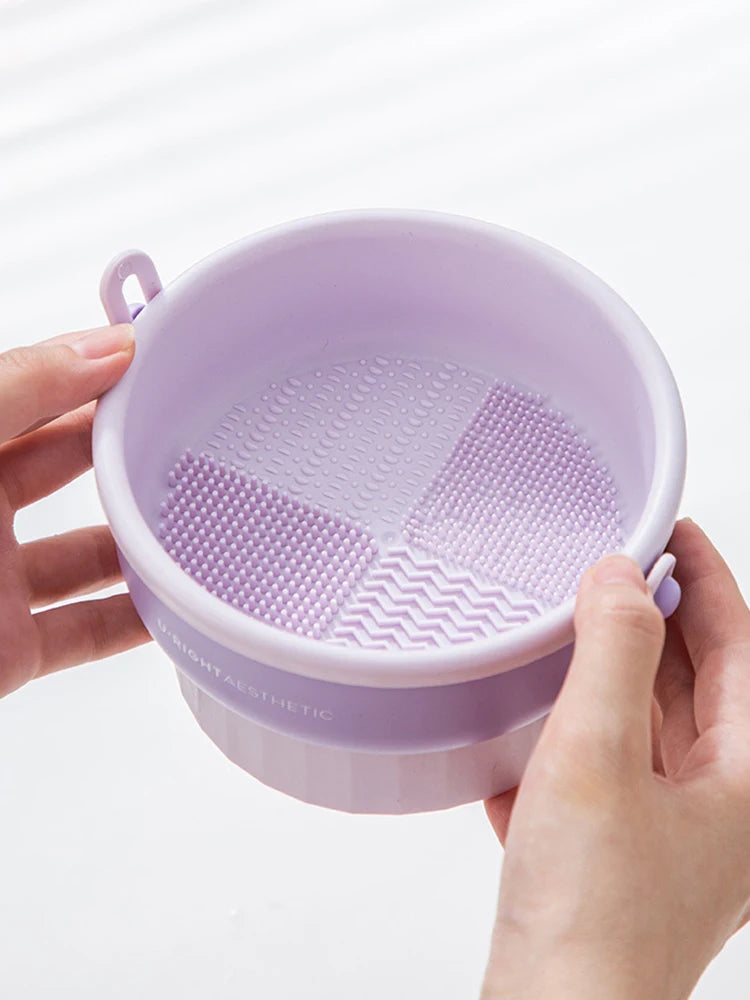 Makeup Brush Cleaning Bowl Beauty Egg Cleaning Tool Storage Set Brush Powder Puff Dry Cleaning Silicone Drying Shelf
