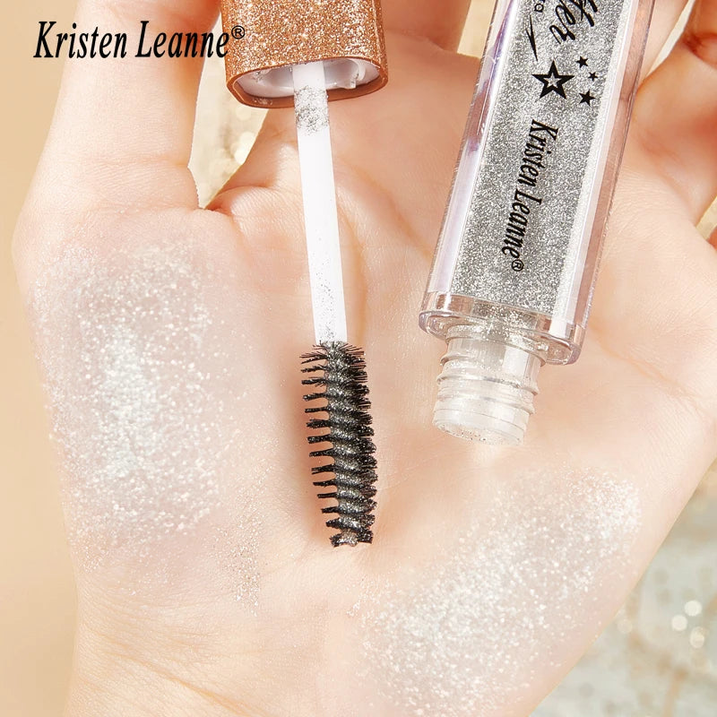 Rose Gold Sequin Glitter Mascara Shiny Eyelashes Quick Dry Waterproof Curling Thick Diamond Colored Mascara Shimmer Eye Makeup