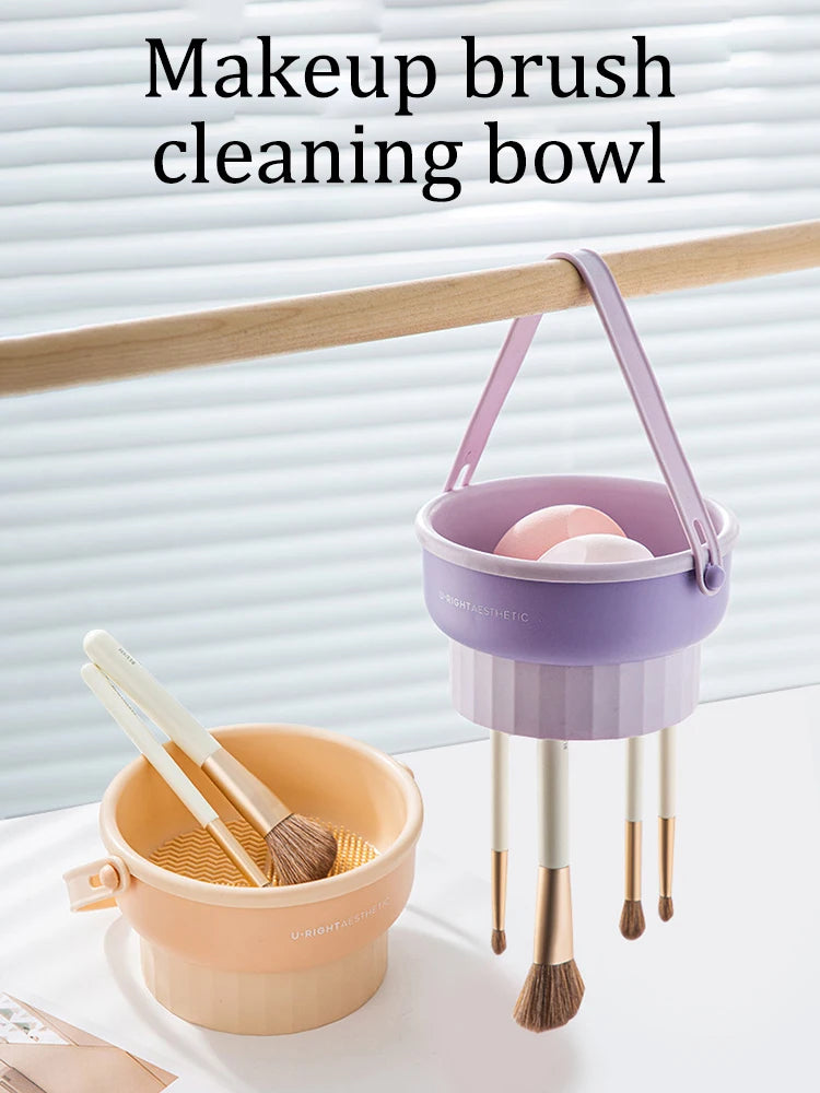 Makeup Brush Cleaning Bowl Beauty Egg Cleaning Tool Storage Set Brush Powder Puff Dry Cleaning Silicone Drying Shelf