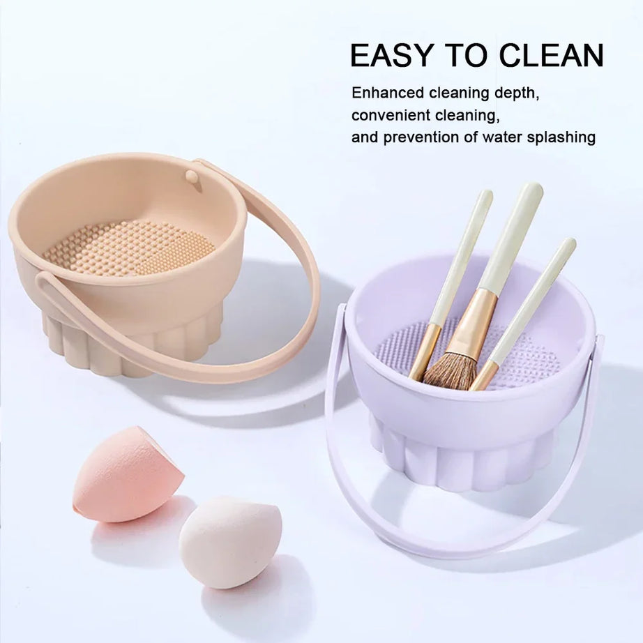 1PCS Silicone Washing Bowl Makeup Brush Cleaning Box Make-up Egg Drying Tool Set Powder Puff Washer Sponge Storage Artifact