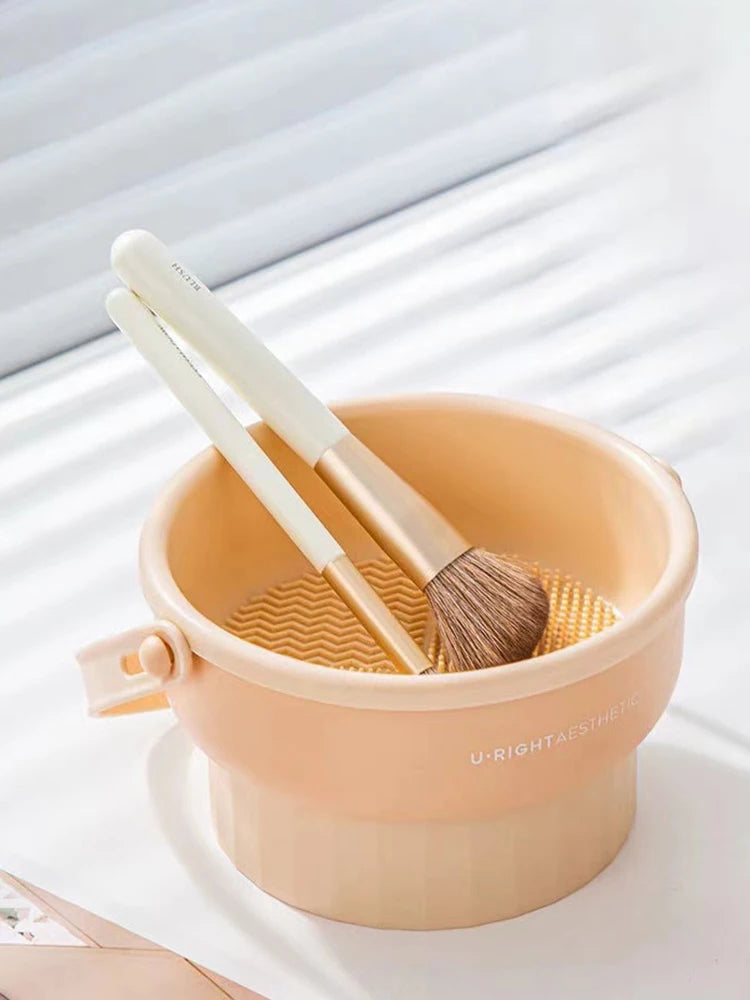 Makeup Brush Cleaning Bowl Beauty Egg Cleaning Tool Storage Set Brush Powder Puff Dry Cleaning Silicone Drying Shelf