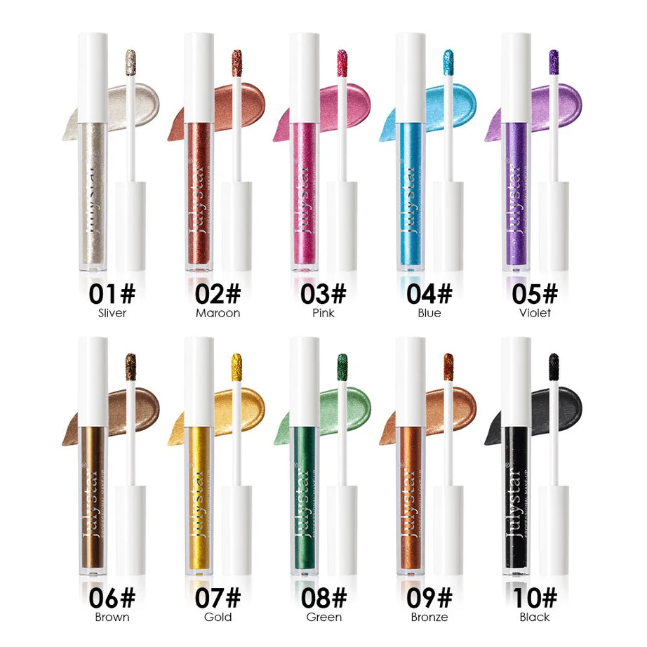 Waterproof Liquid Eyeshadow Metallic Gold Eye Shadow Stick Lasting Pearlescent 10 Colors Smoky Black Glitter Eye Highlighter Pen
