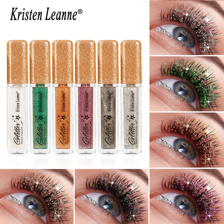 Rose Gold Sequin Glitter Mascara Shiny Eyelashes Quick Dry Waterproof Curling Thick Diamond Colored Mascara Shimmer Eye Makeup