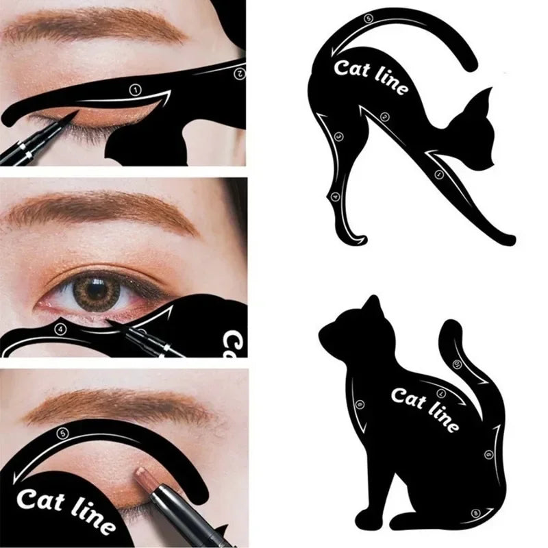 Women Eyes Makeup Stencils Winged Eyeliner Stencil Template Shaping Tools Eyebrows Eye Shadow Makeup Template Tool Stickers Card
