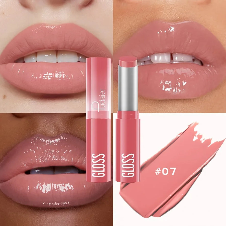 1 pcs Long-Lasting Waterproof Lipstick, Glossy Mirror Finish, Non-Stick Matte Nude Shades for Plumper Lips
