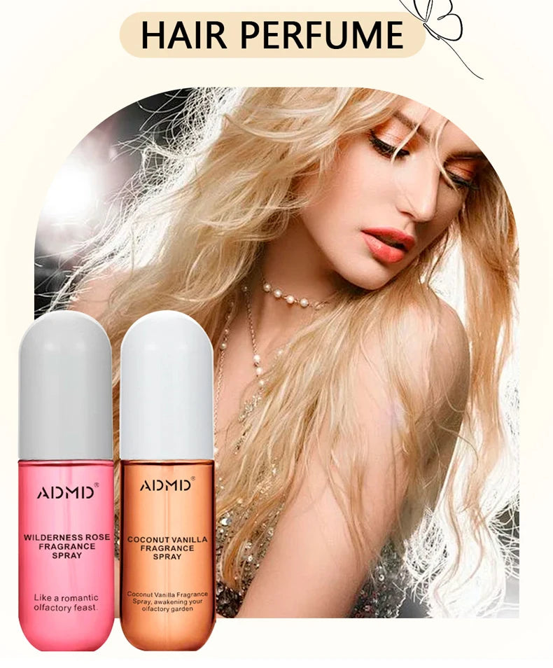 2 Pcs Coconut Rose Fragrance Spray Hair & Body Fragrance Mist Fresh Long Lasting Fragrance Perfume Travel Size Freshener Spray