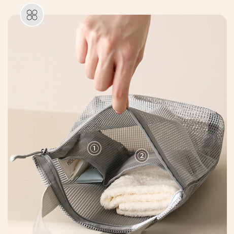 23x26cm Portable Toiletry Bag with Handy Handle Large Capacity Mesh Toiletry  Storage Bag Makeup Bag for Business Trips Travel