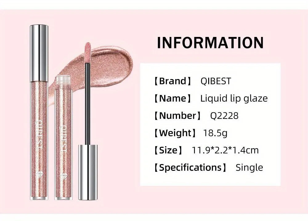 Metallic Glitter Liquid Lipstick Makeup Waterproof Lip Gloss Long-lasting Shimmer Metal Diamond Lip Glaze Tint Charming