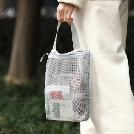 23x26cm Portable Toiletry Bag with Handy Handle Large Capacity Mesh Toiletry  Storage Bag Makeup Bag for Business Trips Travel