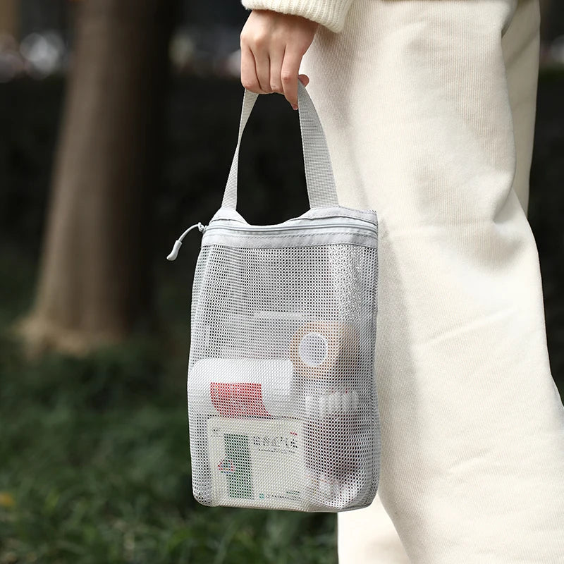23x26cm Portable Toiletry Bag with Handy Handle Large Capacity Mesh Toiletry  Storage Bag Makeup Bag for Business Trips Travel