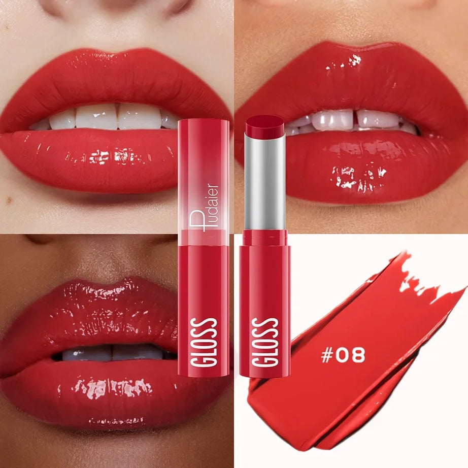 1 pcs Long-Lasting Waterproof Lipstick, Glossy Mirror Finish, Non-Stick Matte Nude Shades for Plumper Lips