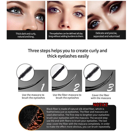 3D Lash Volumizing Mascara 2-Piece Set, Lengthening & Curling Effect, Waterproof Smudge-Proof for Dramatic Long Lashes, Black