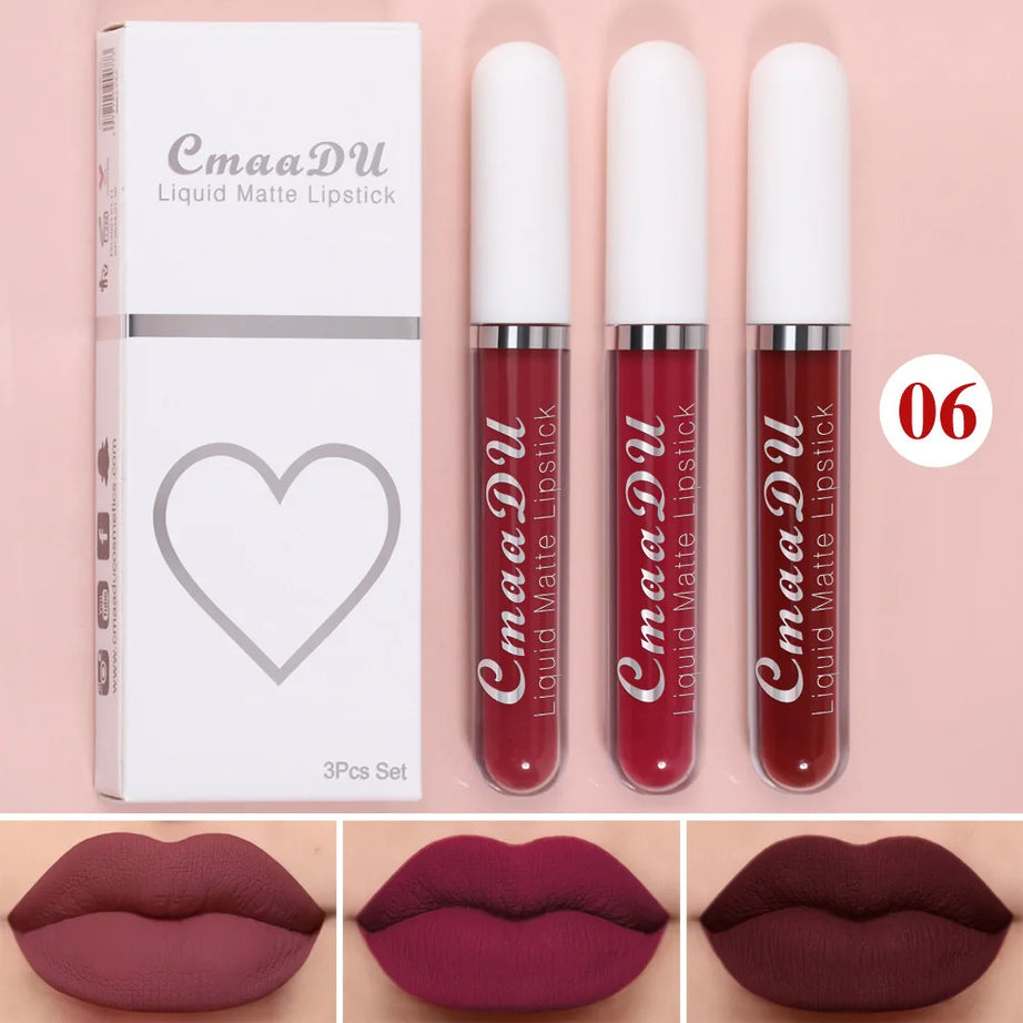 Sexy Long Lasting Velvet Matte Lip Gloss Liquid Lipstick Lip Makeup Women Beauty Red Nonstick Cup Waterproof Lip Gloss