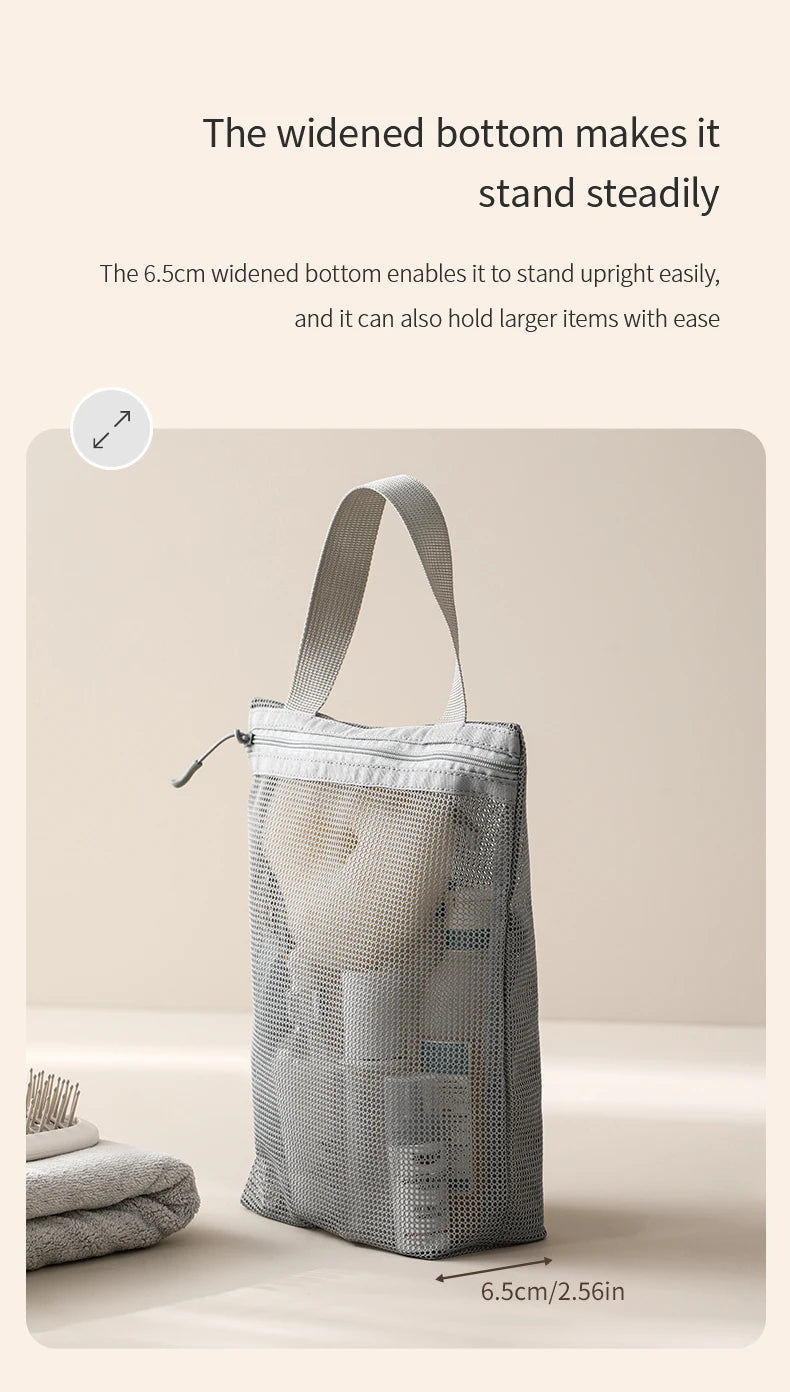23x26cm Portable Toiletry Bag with Handy Handle Large Capacity Mesh Toiletry  Storage Bag Makeup Bag for Business Trips Travel