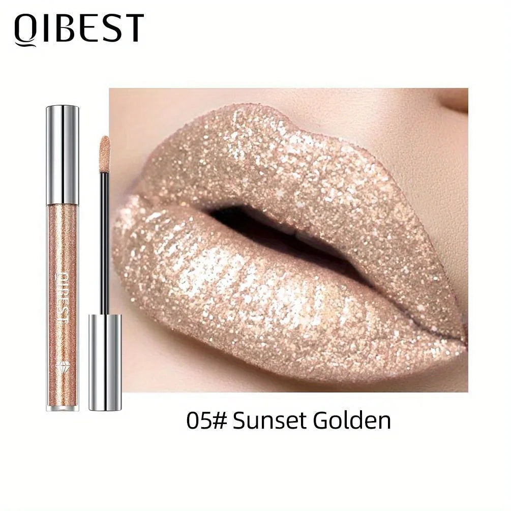 Metallic Glitter Liquid Lipstick Makeup Waterproof Lip Gloss Long-lasting Shimmer Metal Diamond Lip Glaze Tint Charming