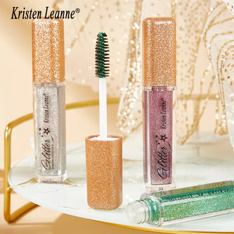 Rose Gold Sequin Glitter Mascara Shiny Eyelashes Quick Dry Waterproof Curling Thick Diamond Colored Mascara Shimmer Eye Makeup