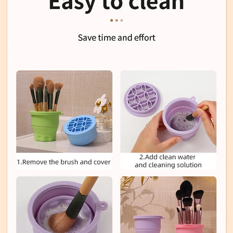 Multifunction Silicone Folding Makeup Brush Cleaning Cup Cleaning and drying 2-in-1 storage cup Beauty Cosmetic Brush Scrub Cup