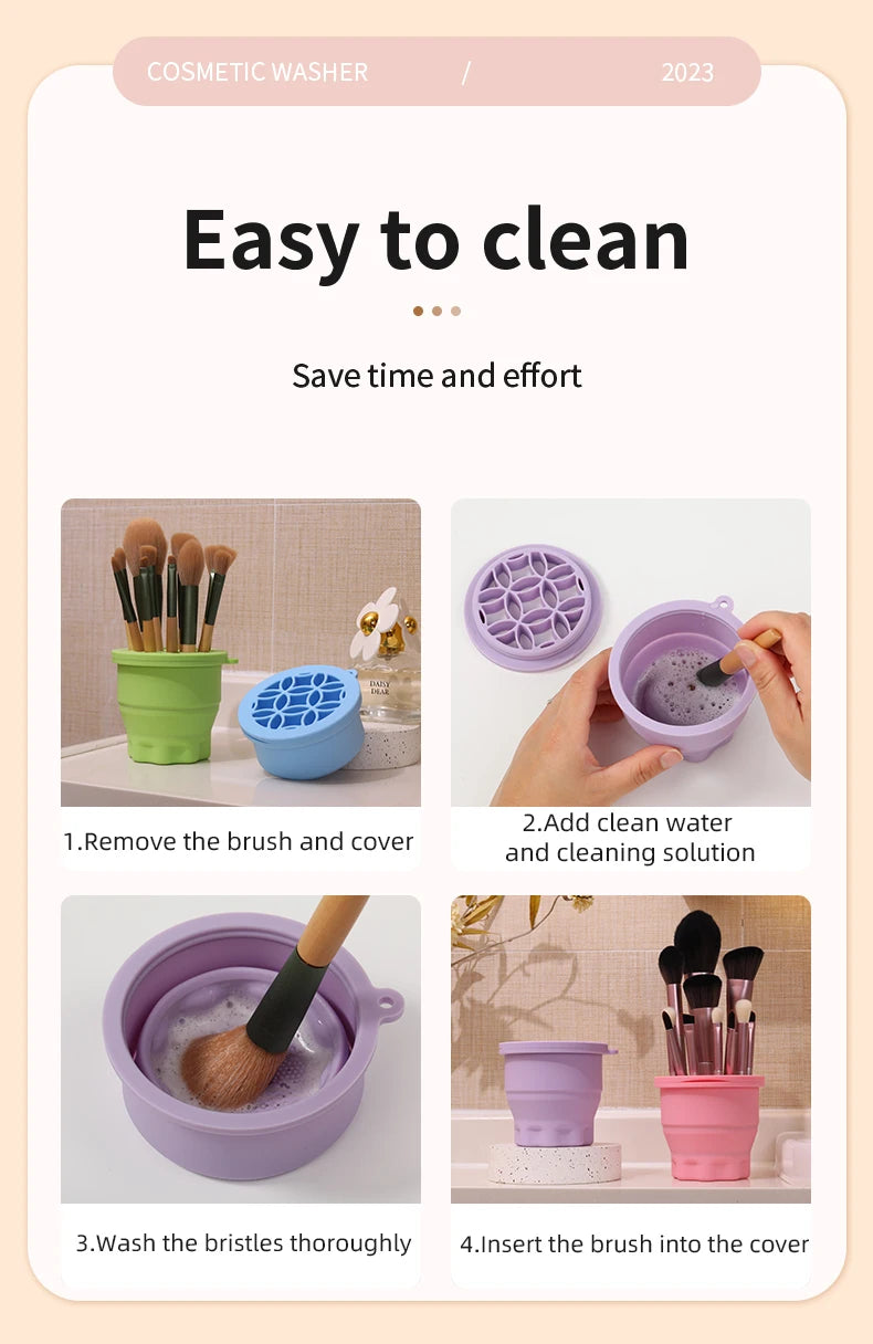Multifunction Silicone Folding Makeup Brush Cleaning Cup Cleaning and drying 2-in-1 storage cup Beauty Cosmetic Brush Scrub Cup