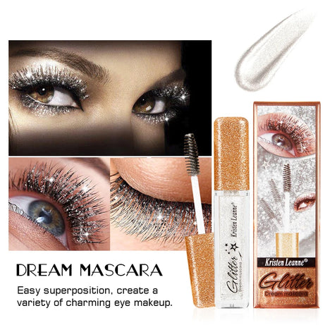 Rose Gold Sequin Glitter Mascara Shiny Eyelashes Quick Dry Waterproof Curling Thick Diamond Colored Mascara Shimmer Eye Makeup