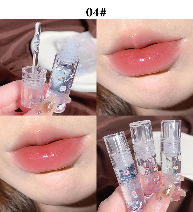 3Pcs/box Transparent Glitter Lip Gloss Set Clear Water Light Lip Glaze Moisturizer Color Changing Lip Oil Jelly Mirror Lipsticks