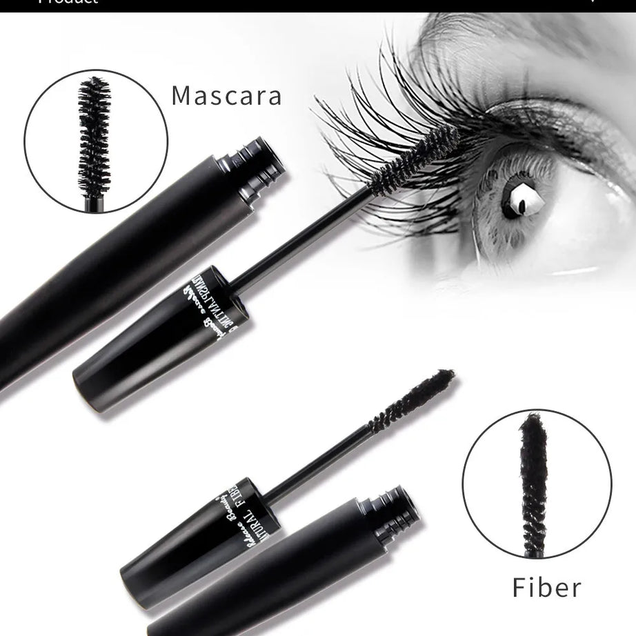3D Lash Volumizing Mascara 2-Piece Set, Lengthening & Curling Effect, Waterproof Smudge-Proof for Dramatic Long Lashes, Black