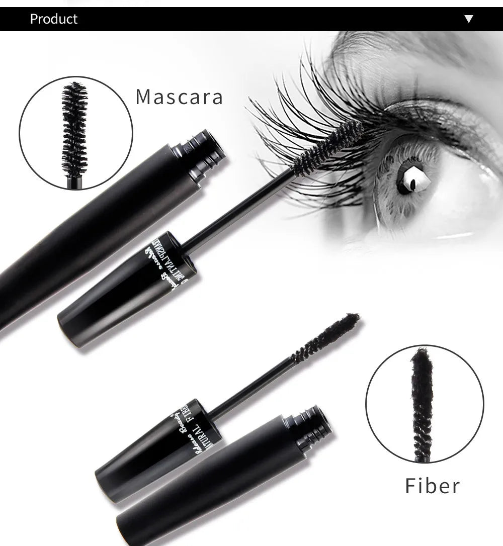 3D Lash Volumizing Mascara 2-Piece Set, Lengthening & Curling Effect, Waterproof Smudge-Proof for Dramatic Long Lashes, Black