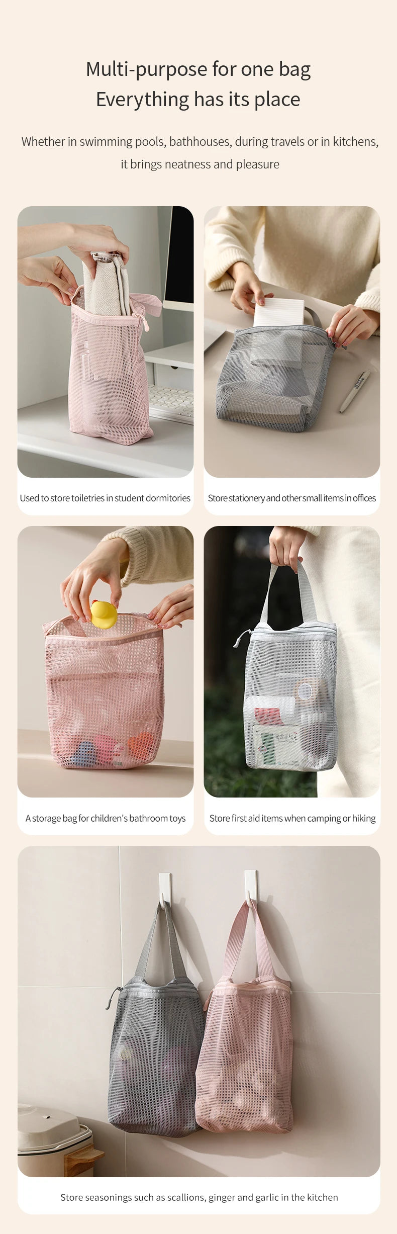 23x26cm Portable Toiletry Bag with Handy Handle Large Capacity Mesh Toiletry  Storage Bag Makeup Bag for Business Trips Travel