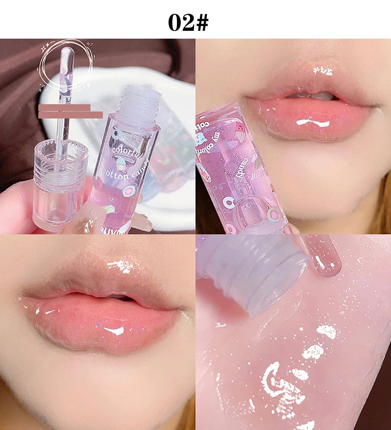3Pcs/box Transparent Glitter Lip Gloss Set Clear Water Light Lip Glaze Moisturizer Color Changing Lip Oil Jelly Mirror Lipsticks