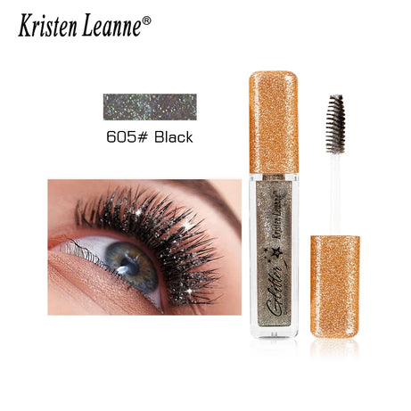 Rose Gold Sequin Glitter Mascara Shiny Eyelashes Quick Dry Waterproof Curling Thick Diamond Colored Mascara Shimmer Eye Makeup