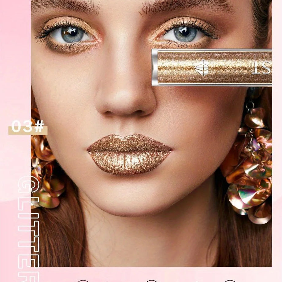 Metallic Glitter Liquid Lipstick Makeup Waterproof Lip Gloss Long-lasting Shimmer Metal Diamond Lip Glaze Tint Charming