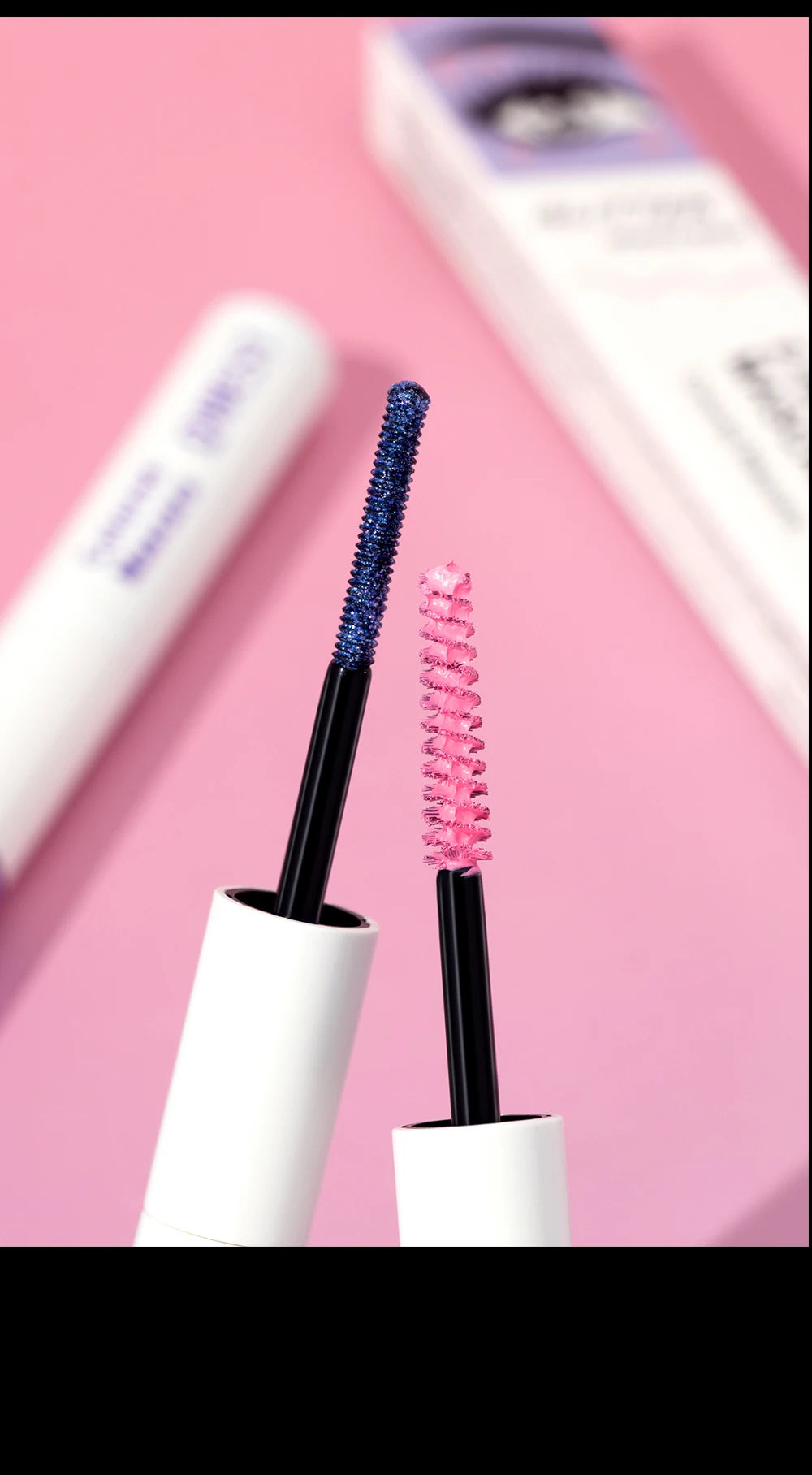QIBEST Double Ended Diamond Glitter Mascara Lasting Colored Mascara Eyelashes Pink Blue Green Red Voluminous Mascara Rimel