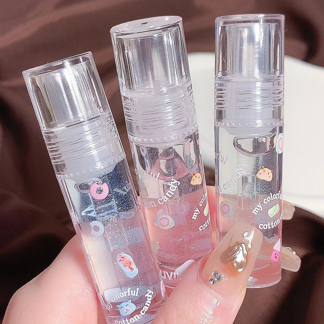 3Pcs/box Transparent Glitter Lip Gloss Set Clear Water Light Lip Glaze Moisturizer Color Changing Lip Oil Jelly Mirror Lipsticks