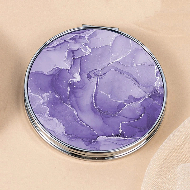 Stripe Pattern Vintage Hand Women Mini Compact Makeup Mirror Portable Green/Purple/Blue Bag Mirror