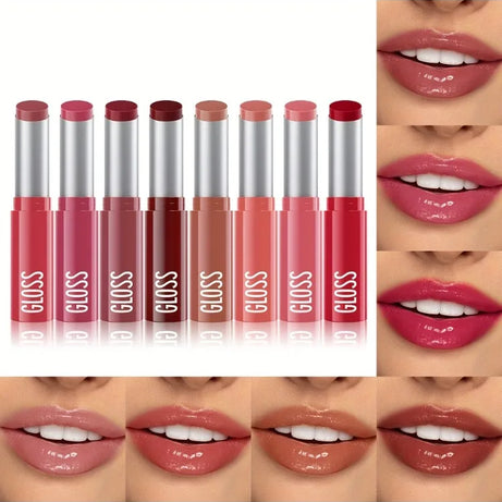 1 pcs Long-Lasting Waterproof Lipstick, Glossy Mirror Finish, Non-Stick Matte Nude Shades for Plumper Lips