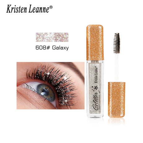 Rose Gold Sequin Glitter Mascara Shiny Eyelashes Quick Dry Waterproof Curling Thick Diamond Colored Mascara Shimmer Eye Makeup