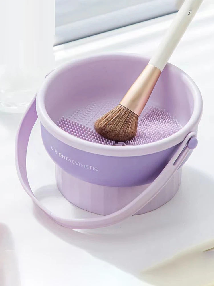 Makeup Brush Cleaning Bowl Beauty Egg Cleaning Tool Storage Set Brush Powder Puff Dry Cleaning Silicone Drying Shelf
