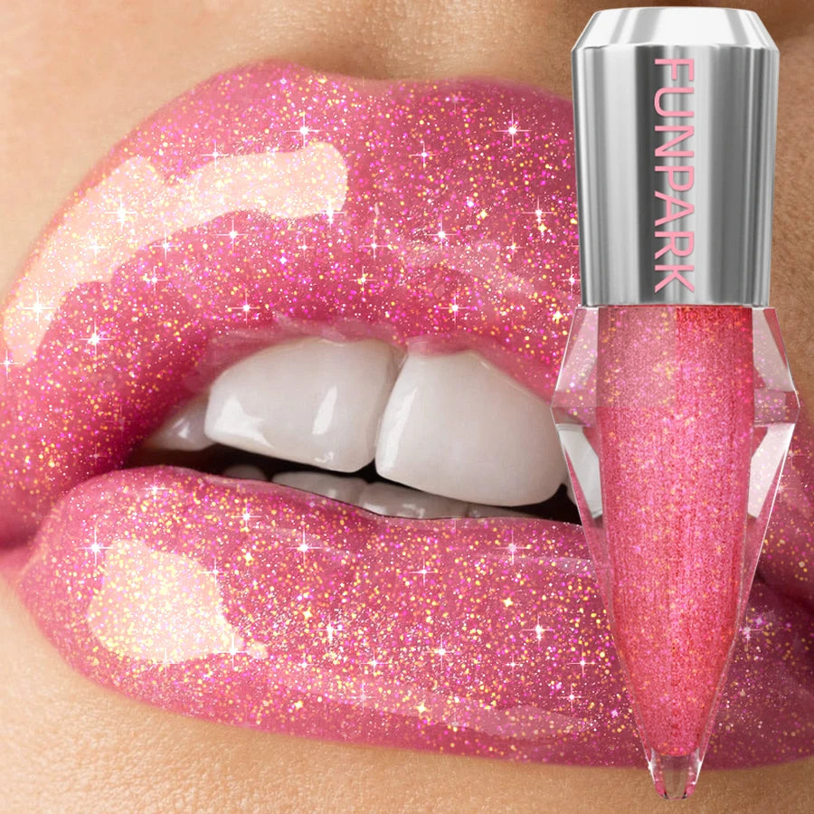 8 Color Glitter Shimmer Lip Gloss Moisturizing Lip Tinted Fuller Lip Effect Diamond Liquid Lipstick Makeup Sexy Lip Care Gifts
