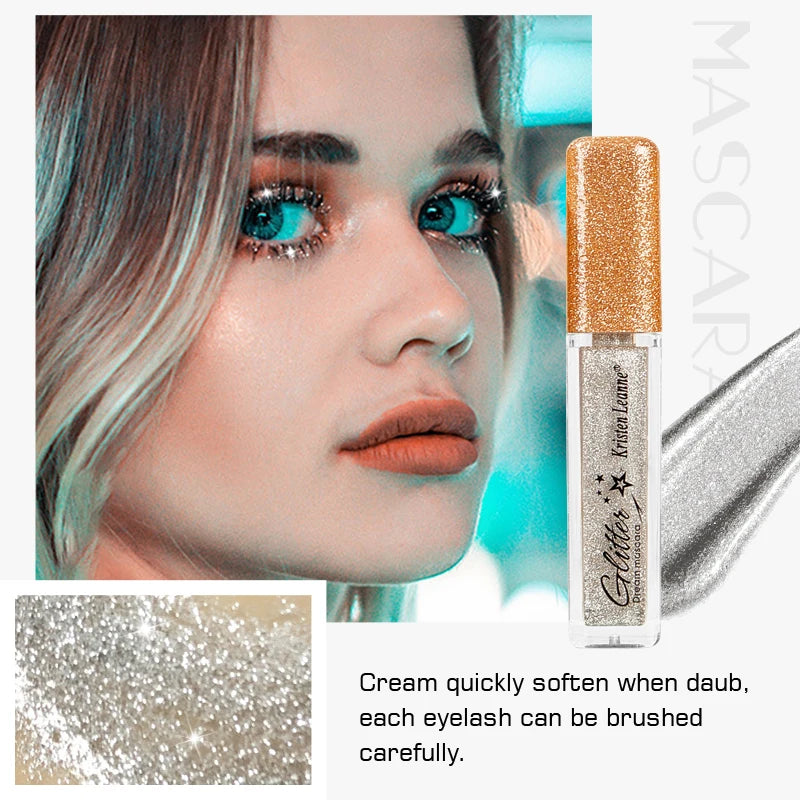 Rose Gold Sequin Glitter Mascara Shiny Eyelashes Quick Dry Waterproof Curling Thick Diamond Colored Mascara Shimmer Eye Makeup